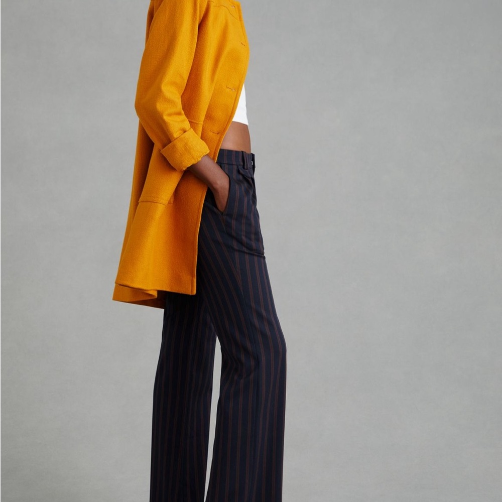 NWT Anthropologie Navy and Burgundy Striped Pants - Picture 7 of 8